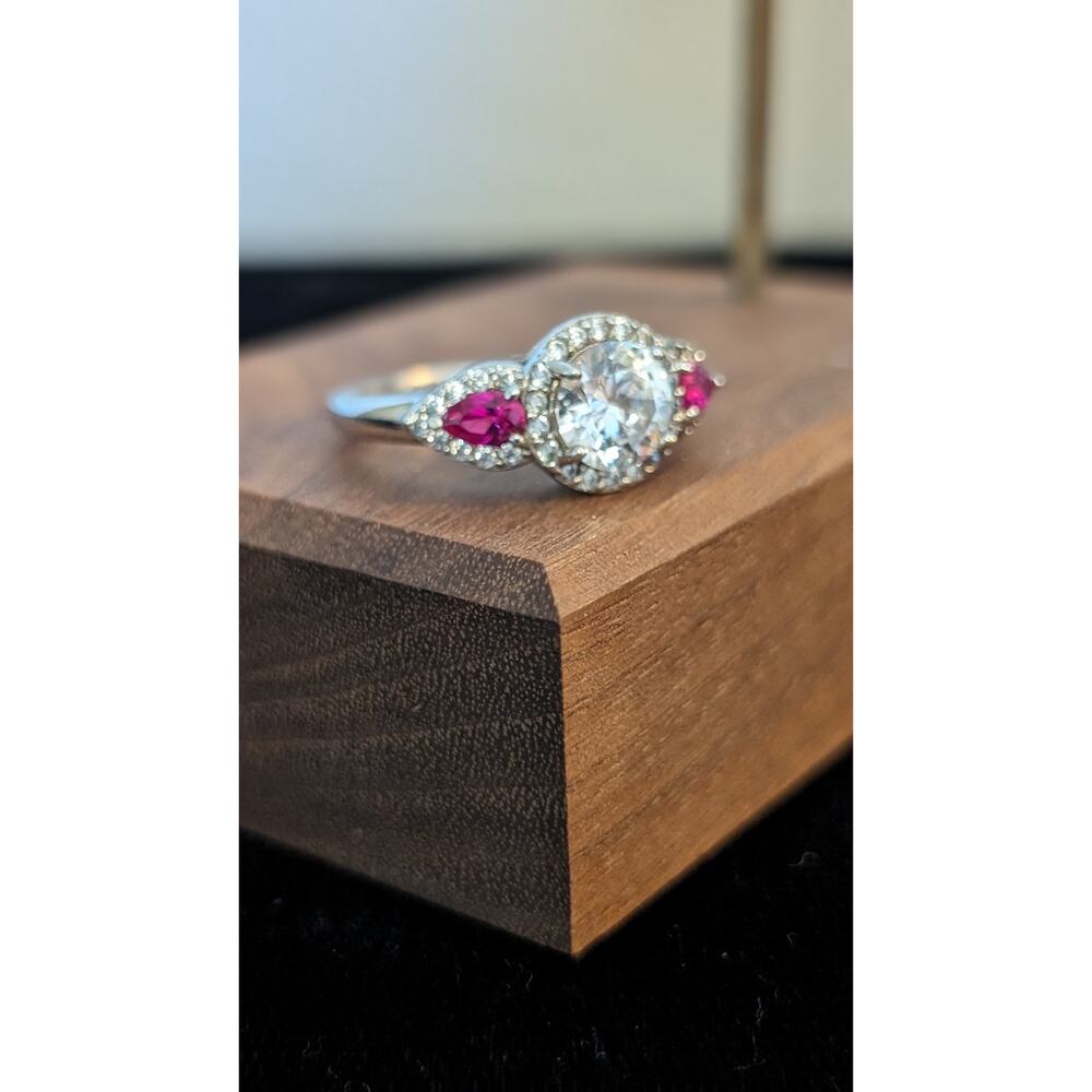 925 Large Round Cz & Lab-Created Ruby Trillion Ac… - image 7